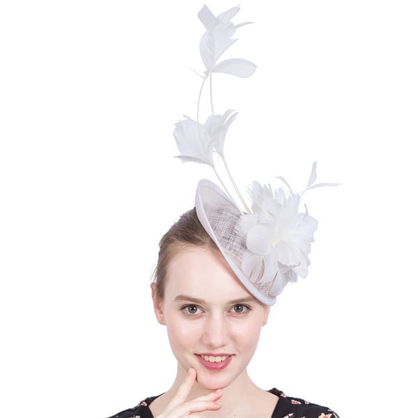 Women's Sinamay With Faux Feather Flower Kentucky Derby Saucer Hats Fascinators With Clip