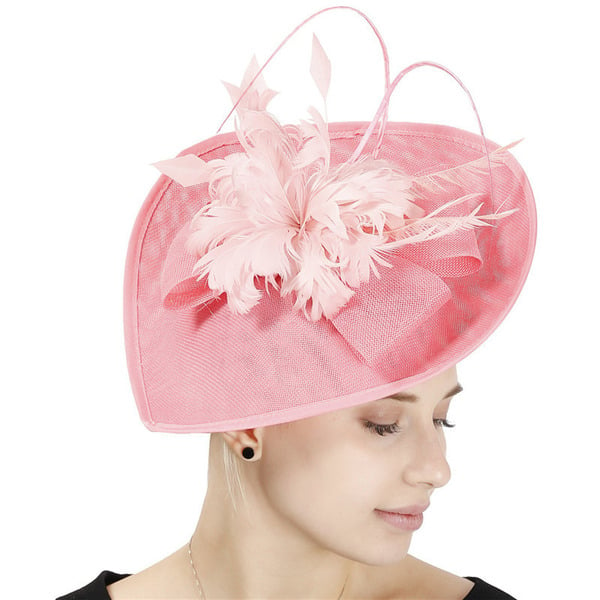 Women's Sinamay With Faux Feather Kentucky Derby Saucer Hats Fascinators With Clip