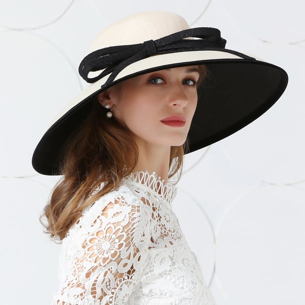 Women's Wide Brim Polyester With Bowknot Pearl Kentucky Derby Church Hats