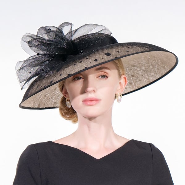 Women's Wide Brim Sinamay With Tulle Polka Dot Kentucky Derby Church Hats