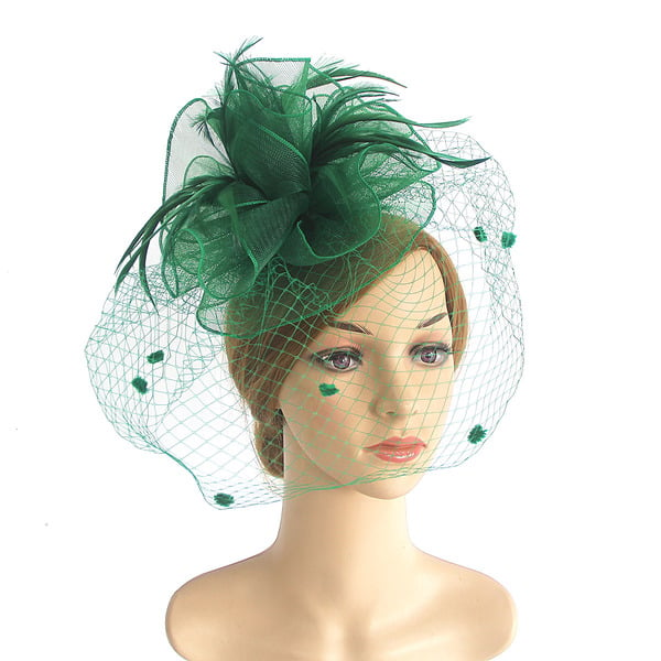 Women's Mesh With Faux Feather Veil Kentucky Derby Fascinators With Clip Headband