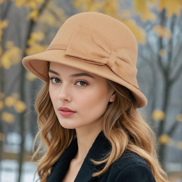 Women's Winter Bowknot Special Occasion Felt Fedora Church Hats