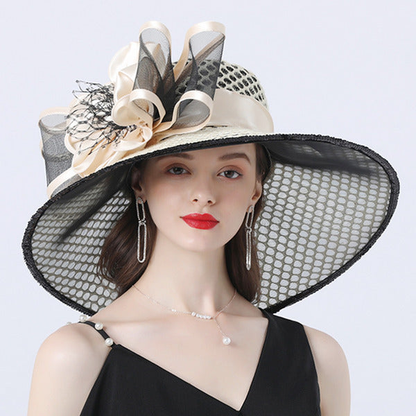 Women's Wide Brim Organza With Flower Kentucky Derby Church Hats