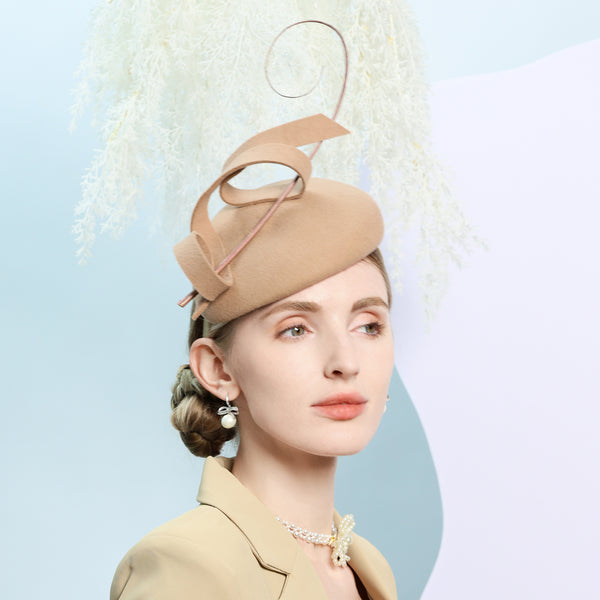 Women's Classic Winter Wool Cocktail Pillbox Hats Fascinators With Hair band