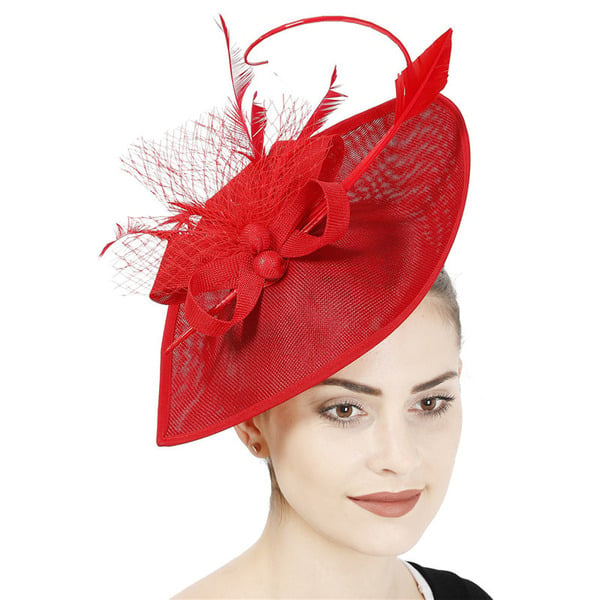 Women's Sinamay With Bowknot Faux Feather Kentucky Derby Saucer Hats Fascinators With Headband