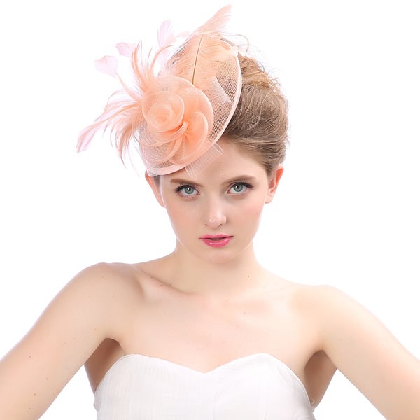 Women's Sinamay With Flower Faux Feather Kentucky Derby Saucer Hats Fascinators With Clip