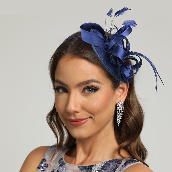 Faux Feather Satin Kentucky Derby Fascinator With Clip & Headband