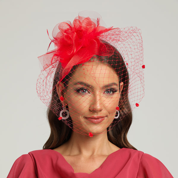 Women's Mesh With Faux Feather Flower Veil Kentucky Derby Fascinators With Clip