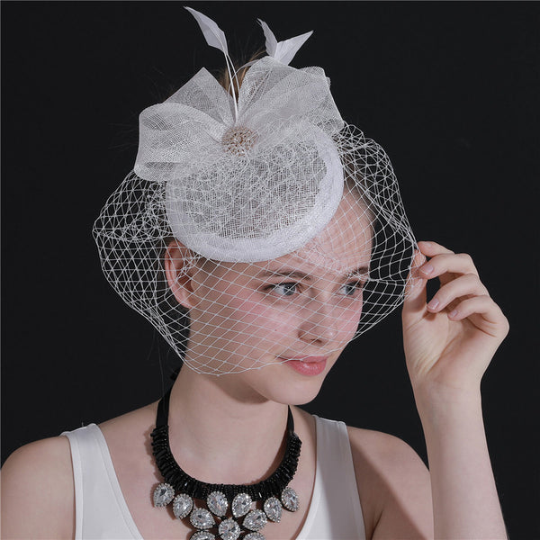 Women's Sinamay With Bowknot Veil Kentucky Derby Pillbox Hats Fascinators With Clip