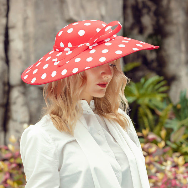 Women's Wide Brim Polyester With Polka Dot Kentucky Derby Church Hats