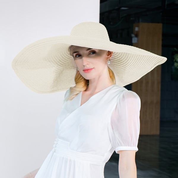 Women's Wide Brim Summer Straw Kentucky Derby Floppy Hats Church Hats