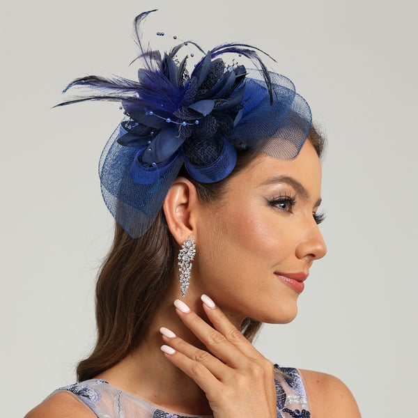 Women's Elegant Vintage Mesh With Flower Faux Feather Cocktail Kentucky Derby Fascinators With Clip