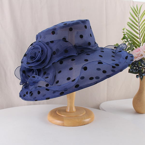 Women's Wide Brim Organza Polyester With Flower Polka Dot Kentucky Derby Church Hats