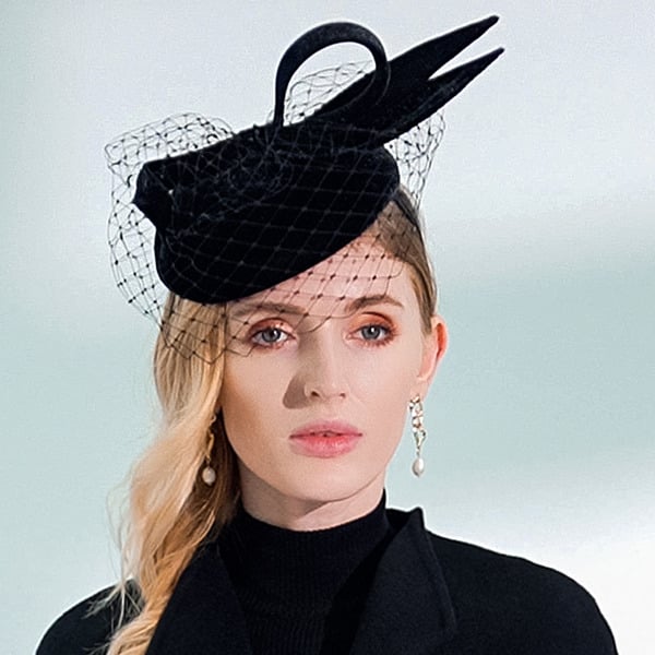 Women's Wool With Bowknot Veil Kentucky Derby Pillbox Hats Fascinators With Clip