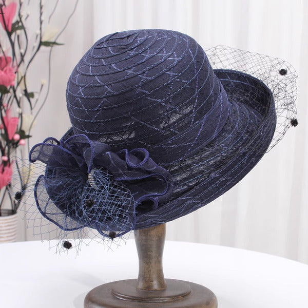 Women's Wide Brim Polyester With Flower Kentucky Derby Church Hats