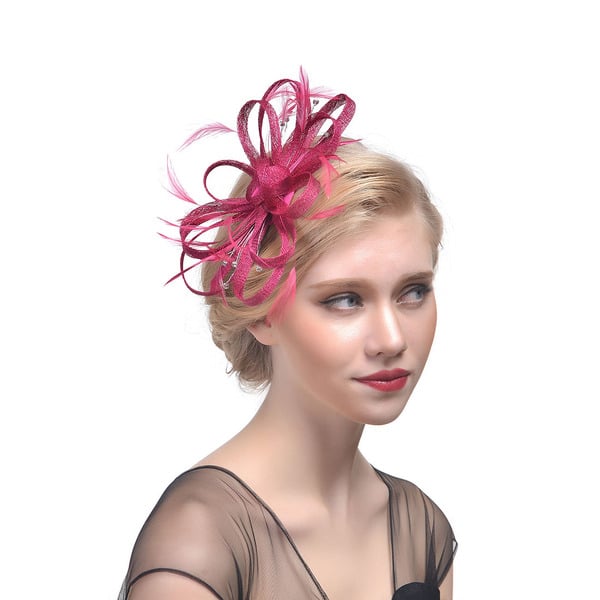 Women's Sinamay With Bowknot Faux Feather Kentucky Derby Fascinators With Clip Headband