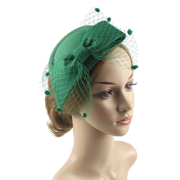 Women's Polyester With Bowknot Veil Kentucky Derby Pillbox Hats Fascinators With Clip