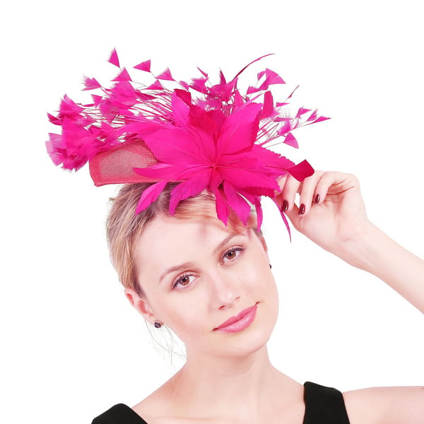 Women's Sinamay With Faux Feather Kentucky Derby Saucer Hats Fascinators With Clip