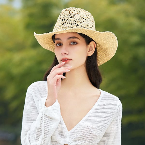 Women's Wide Brim Casual Holiday Beach Summer Sun Hats Cowboy Hats Straw Hats