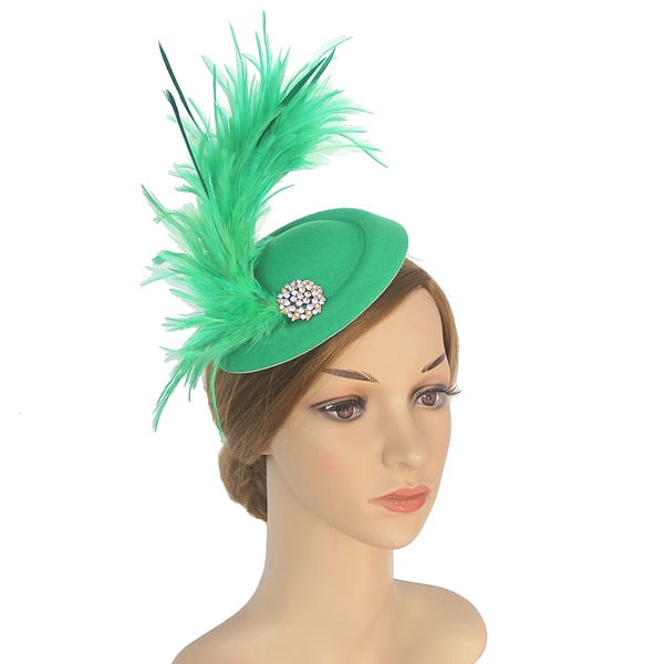 Women's Polyester With Faux Feather Rhinestone Kentucky Derby Pillbox Hats Fascinators With Clip Headband