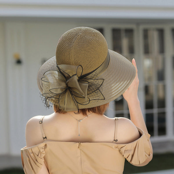 Women's Wide Brim Organza With Flower Kentucky Derby Church Hats