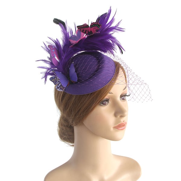 Women's Polyester With Faux Feather Veil Kentucky Derby Pillbox Hats Fascinators With Clip Headband