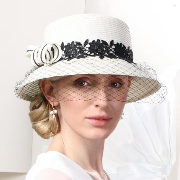 Women's Wide Brim Polyester With Lace Veil Kentucky Derby Church Hats