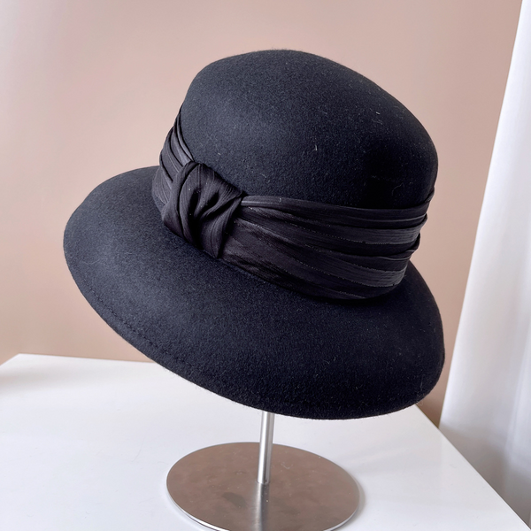 Women's Wide Brim Wool Felt Bowknot Special Occasion Fedora Hats