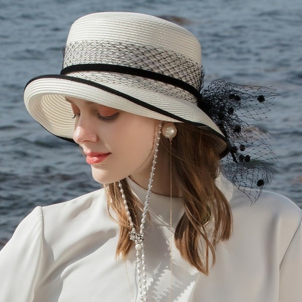 Women's Summer Polyester With Tulle Ladies Day Sun Hats