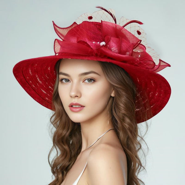 Women's Detachable Packable Polyester With Lace Faux Feather Cocktail Church Hats