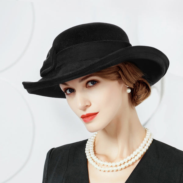 Women's Vintage Winter Wool With Bowknot Special Occasion Fedora Hats