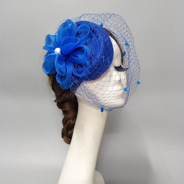 Women's Mesh With Flower Pearl Veil Kentucky Derby Fascinators With Clip