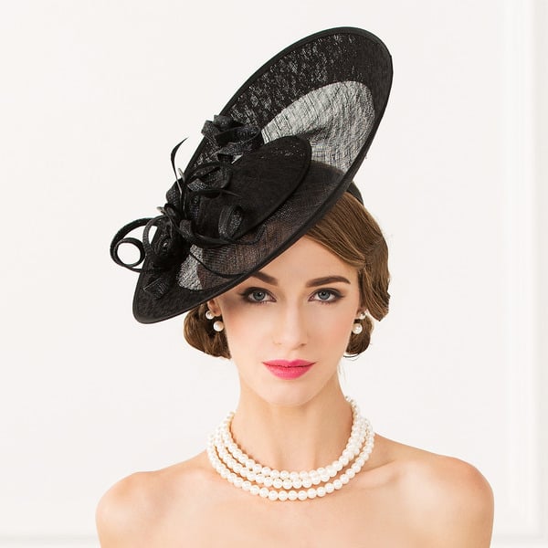 Women's Sinamay With Flower Kentucky Derby Saucer Hats Fascinators With Headband