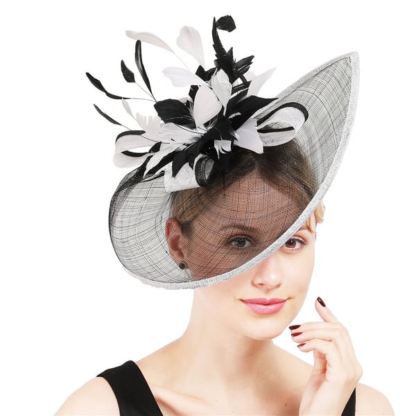 Women's Sinamay With Faux Feather Kentucky Derby Saucer Hats Fascinators With Clip