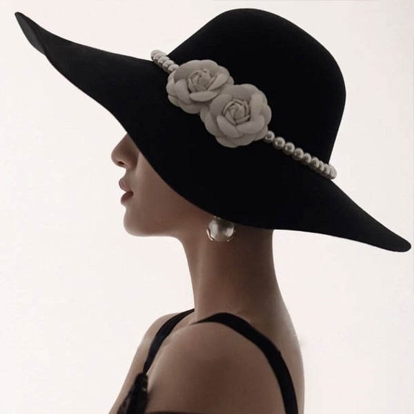 Women's Wide Brim Flower Felt Wedding Ladies Day Floppy Hats Church Hats