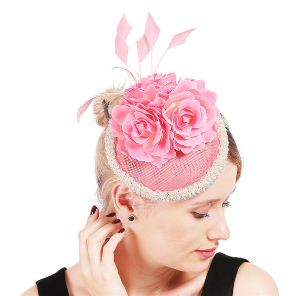 Women's Sinamay With Flower Pearl Kentucky Derby Pillbox Hats Fascinators With Clip