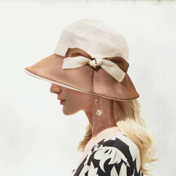 Women's Simple Silk With Bowknot Casual Bucket Hats