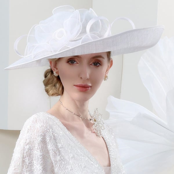 Women's Wide Brim Sinamay With Flower Kentucky Derby Church Hats