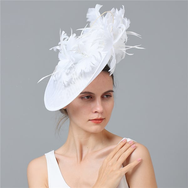 Women's Sinamay With Faux Feather Kentucky Derby Saucer Hats Fascinators With Clip