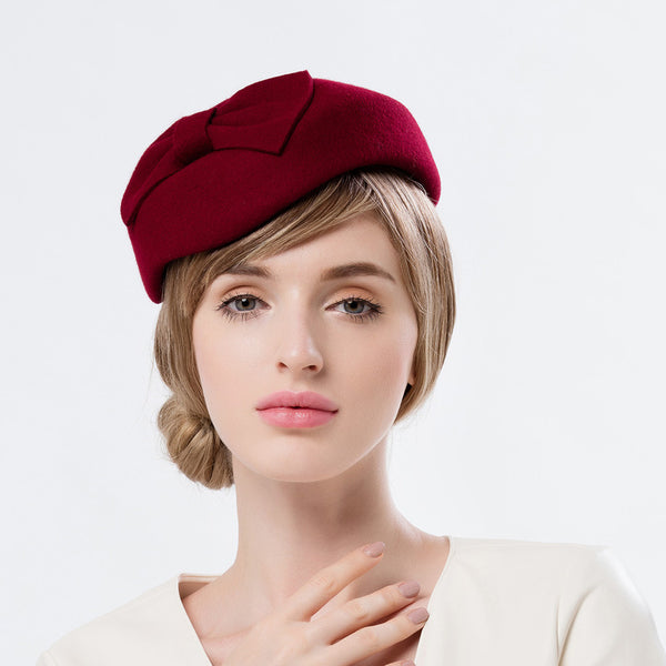 Women's Elegant Winter Wool With Bowknot Special Occasion Cocktail Pillbox Hats