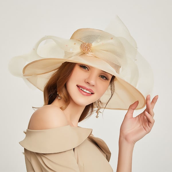 Women's Wide Brim Organza Kentucky Derby Church Hats