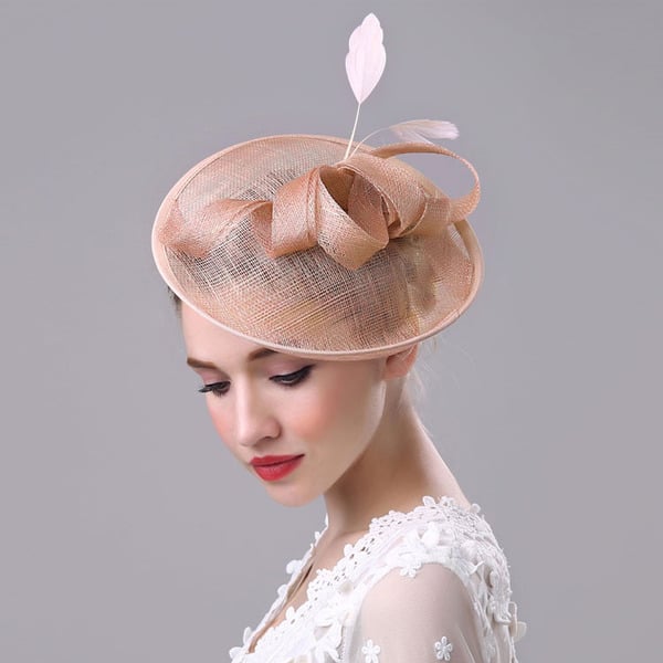 Women's Sinamay With Bowknot Faux Feather Kentucky Derby Saucer Hats Fascinators With Clip