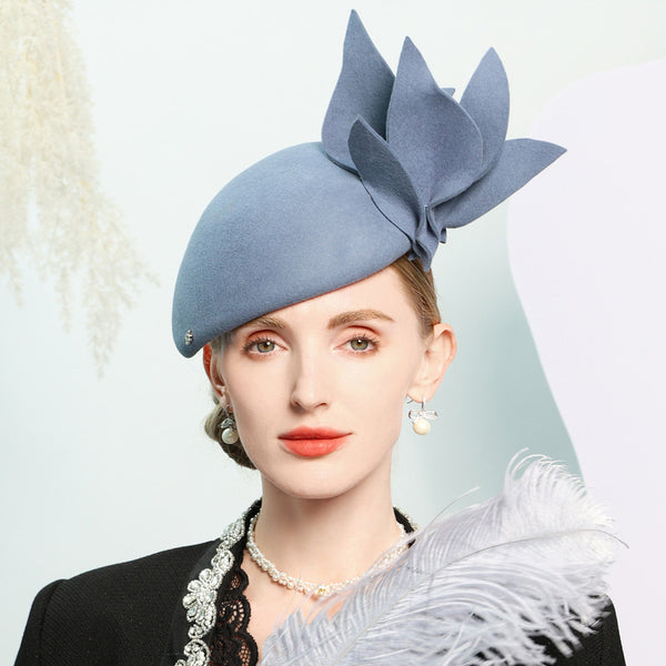 Women's Vintage Wool Cocktail Beret Hats With Clip - 416648