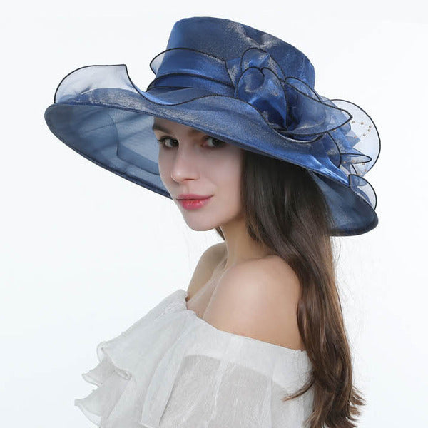 Women's Wide Brim Organza With Bowknot Kentucky Derby Church Hats