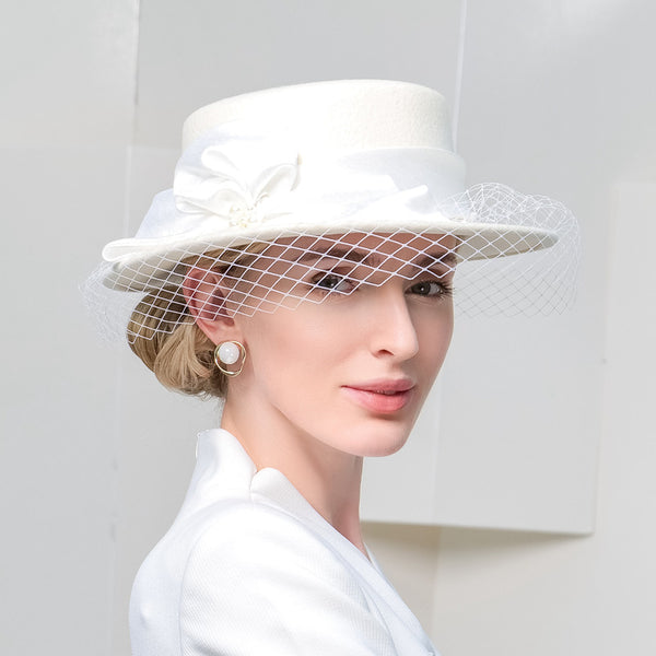 Women's Elegant Winter Wool With Ribbons Veil Special Occasion Fedora Hats