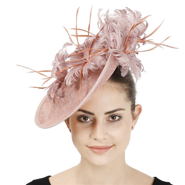 Women's Sinamay With Faux Feather Kentucky Derby Saucer Hats Fascinators With Clip