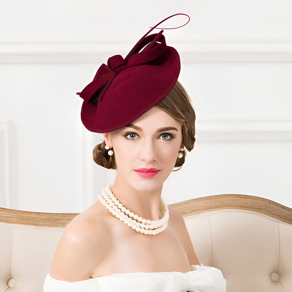 Wool Bowknot Cocktail Fascinator Disc Headband