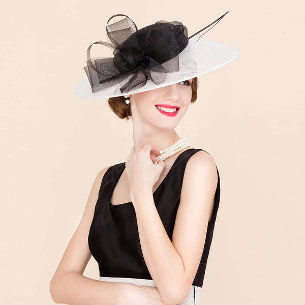 Black & White Bowknot Sinamay Kentucky Derby Hat