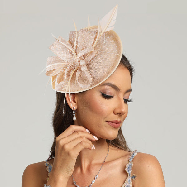 Feather Sinamay Cocktail Kentucky Derby Fascinator Disc Headband