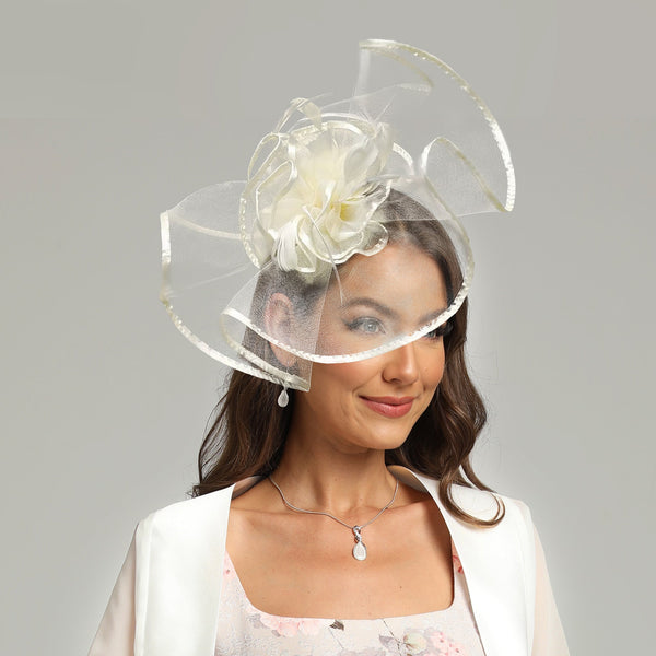 Feather Big Flower Shape Mesh Kentucky Derby Fascinator With Clip